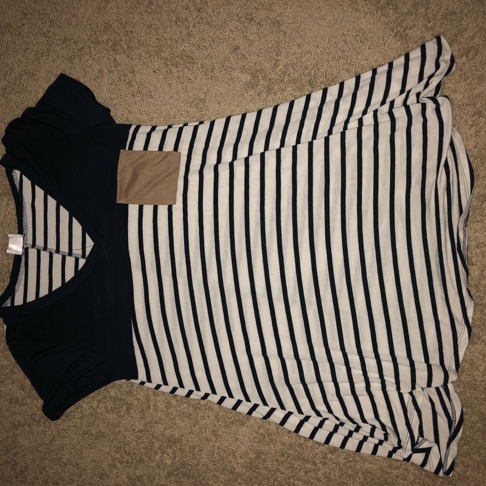 Navy blue Stripped Short sleeve T shirt dress